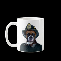 Fireman Boxer Dog Mug mugs