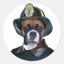 Fireman boxer dog stickers