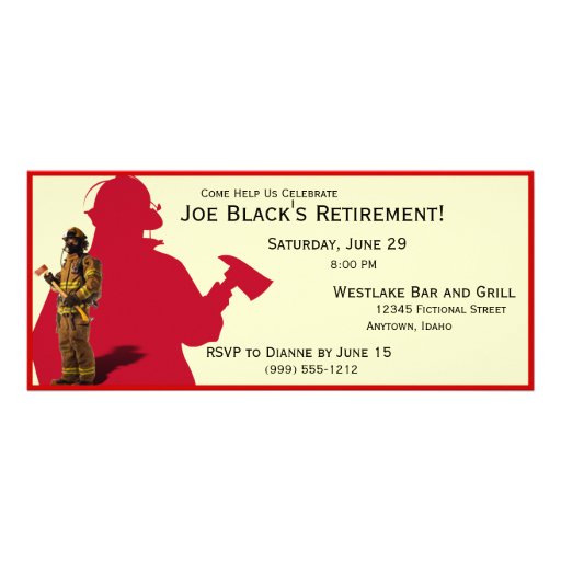 Fireman Custom Retirement Party Invitations (front side)