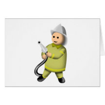 fireman firefighter fighting fire retro card