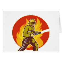 fireman firefighter fighting fire retro cards