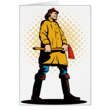 fireman firefighter fighting fire retro cards
