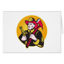 fireman firefighter fighting fire retro cards