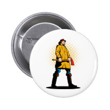 fireman firefighter standing ax pinback buttons