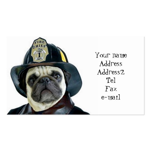 Fireman Pug business cards