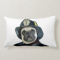 Fireman pug pillow