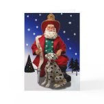 Fireman Santa w/ Dalmation Holiday Card