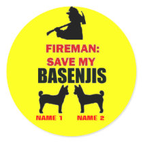 Fireman Save My Basenjis Round Sticker