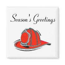Fireman Seasons Greetings magnets by TeeZazzle Fireman Seasons Greetings magnets