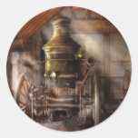 Fireman - Steam Powered Water Pump Round Sticker