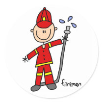 Fireman Stick Figure Sticker