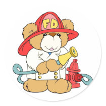 Fireman Teddy Bear Sticker