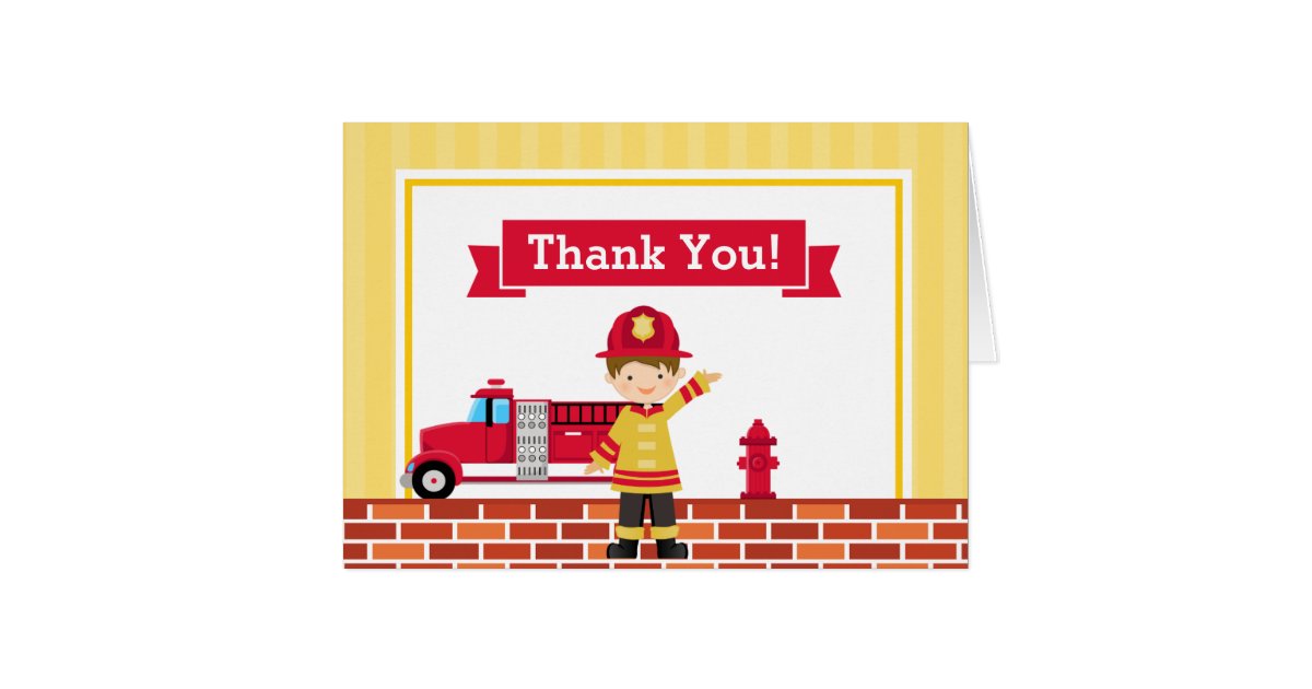 Fireman Thank You Card Folded Note Card | Zazzle
