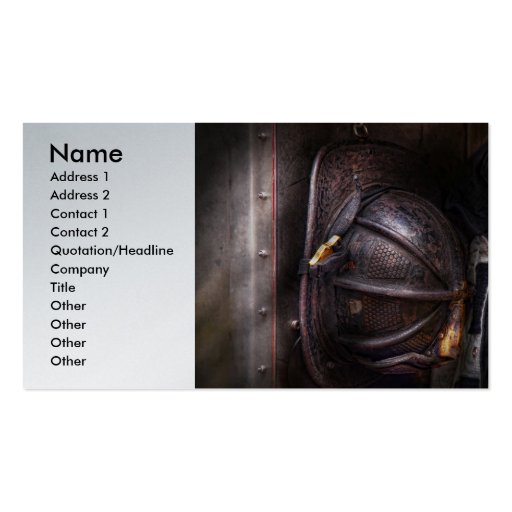 Fireman - Worn and used Business Card Template (front side)