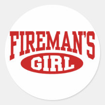 Fireman's Girl Round Sticker