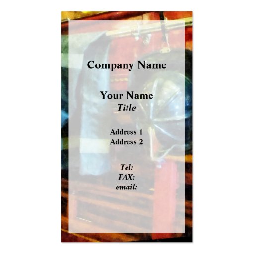 Fireman's Helmet and Jacket Business Card Template (front side)
