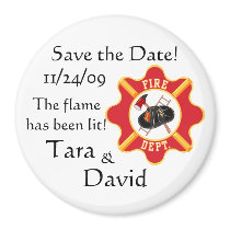 Fireman's Save the Date! magnets by SweetRascal Fireman's Save the Date! magnets