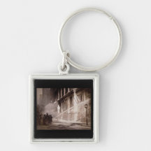 Firemen Spraying Building Pine Street New York Key Chain