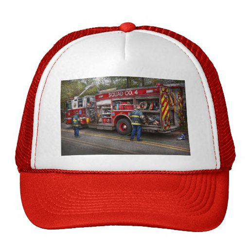 Firemen - The modern fire truck Trucker Hat | Zazzle
