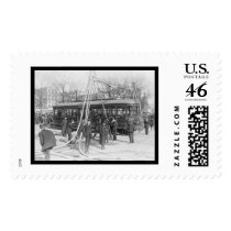 Firemen With Their Hoses Over a Streetcar 1912 postage by lc_vintagephotos Firemen With Their Hoses Over a Streetcar 1912 postage