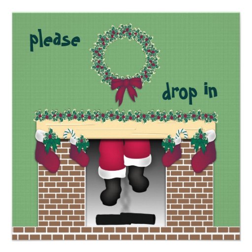 Fireplace Santa Invitation