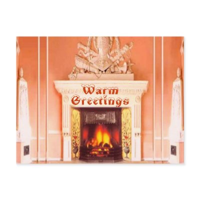 Fireplace Warm Greetings Postcard by elenaind