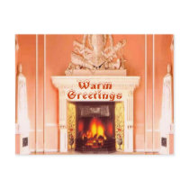 Fireplace Warm Greetings Postcard