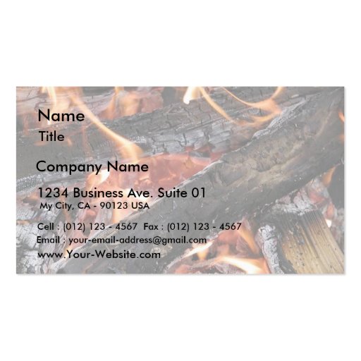 Fires Wood Flames Burning Business Card Template (front side)