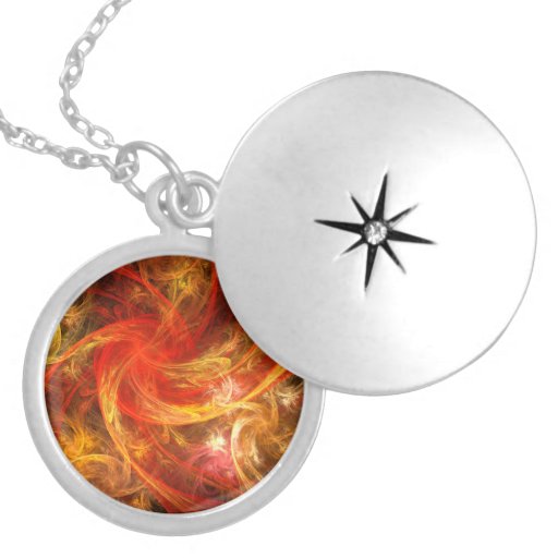 Firestorm Abstract Silver Locket