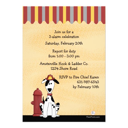 Firetruck 2 Photo Birthday Party Invitation