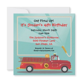Firetruck Birthday Party Invitation
