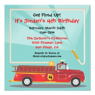 Firetruck Birthday Party Invitation
