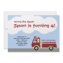 Firetruck Fire Engine Birthday Invitation