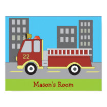 FIRETRUCK Fire Engine Boys Room Print