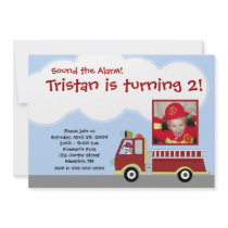 Firetruck Fire Engine *PHOTO*  Birthday Invitation