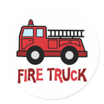 Firetruck Round Stickers
