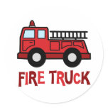 Firetruck Round Stickers