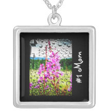 Fireweed With Water Texture; Happy Mother's Day Pendant