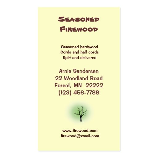 Firewood Business Card (back side)