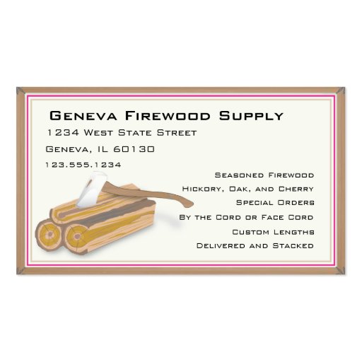 Firewood or tree service business card (front side)
