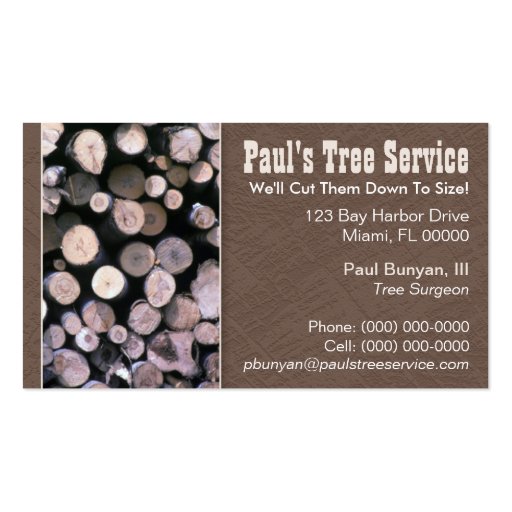 Firewood/Tree Service Business Card (front side)