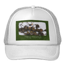 Firewood with Snow - Happy Holidays Mesh Hat