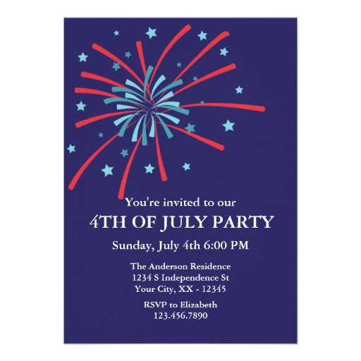 Fireworks 4th of July Party Invitation (front side)
