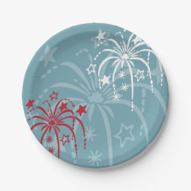Fireworks 4th of July Party Paper Plate 7 Inch Paper Plate