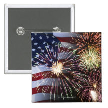 Fireworks and American flag Pins