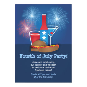 Fireworks and Food 4th of July Invitation 4.5