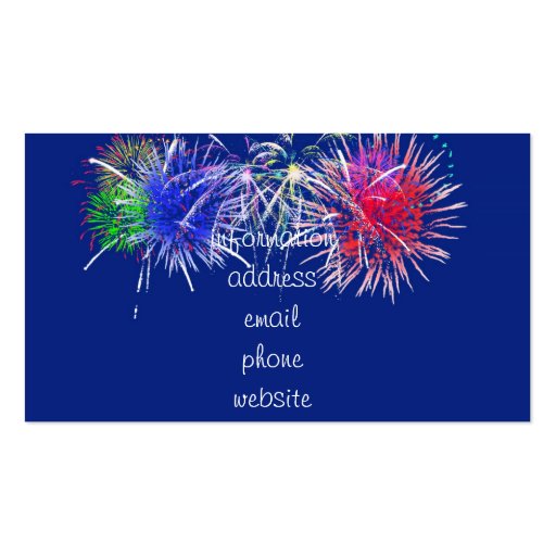 Fireworks Background Business Card Template (back side)