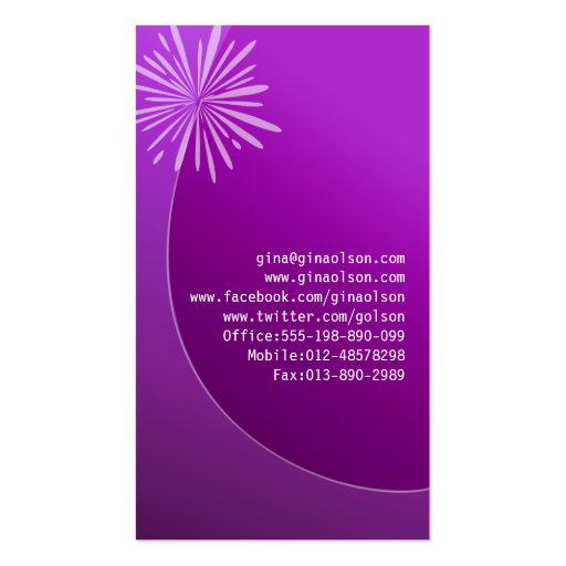Fireworks Burst Monogram Purple Business Cards (back side)