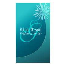 Fireworks Burst Monogram Turquoise Business Cards