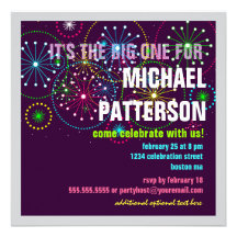 Fireworks Celebration for a BIG Birthday Personalized Invitations